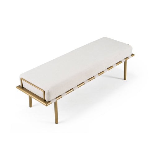 Modrest Hathaway Modern Beige Fabric & Antique Brass Dining Bench Model VGGA-GA-8668BE-BGE