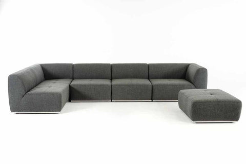 Divani Casa Hawthorn Modern Grey Fabric Modular Left Facing Chaise Sectional Sofa & Ottoman Model VGKK-2388-LAF-D-240