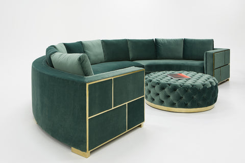 Divani Casa Ritner Modern Green Velvet Curved Sectional Sofa Model VGYUHD-1840-B-GRN