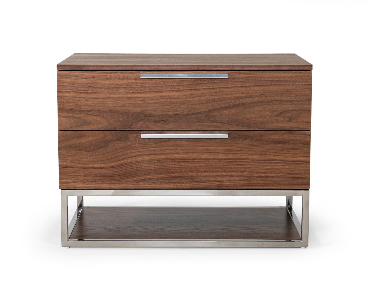 Modrest Heloise Contemporary Walnut & Stainless Steel Nightstand Model VGBBMB1502-NS
