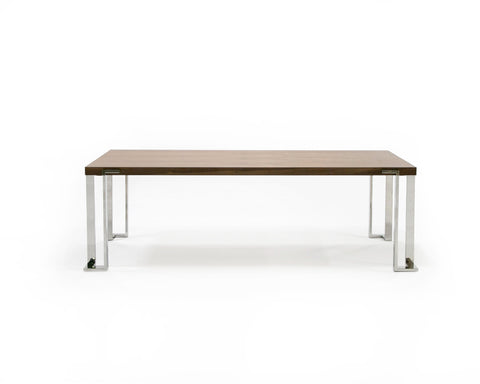 Modrest Heloise Modern Walnut & Stainless Steel Dining Table Model VGBB-MI1502A-WAL-DT