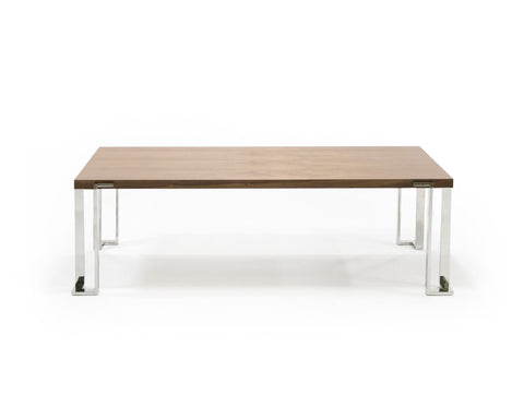 Modrest Heloise Modern Walnut & Stainless Steel Dining Table Model VGBB-MI1502A-WAL-DT