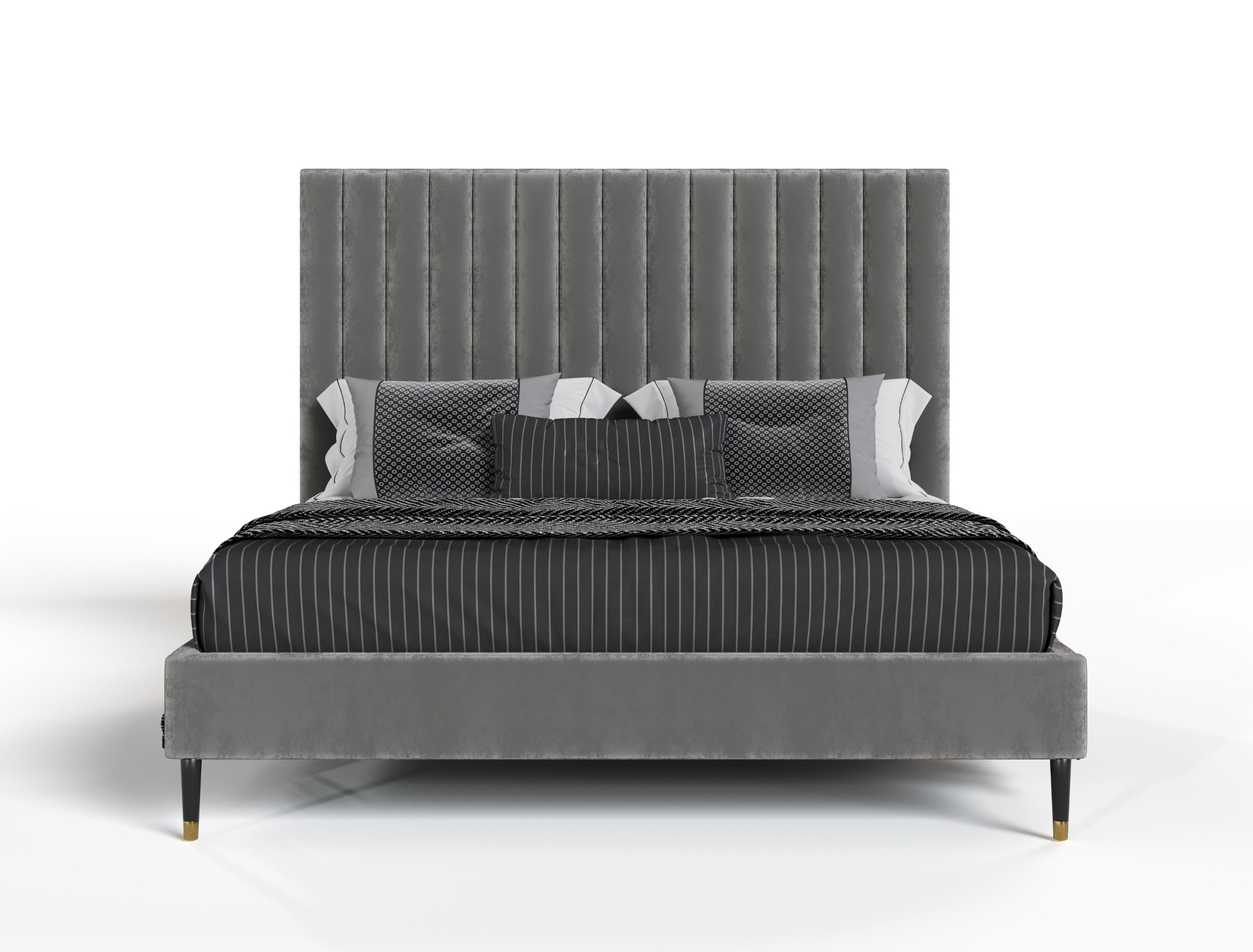 Modrest Hemlock Modern Grey Velvet Bed Model VGKKB606X-GRY-BED