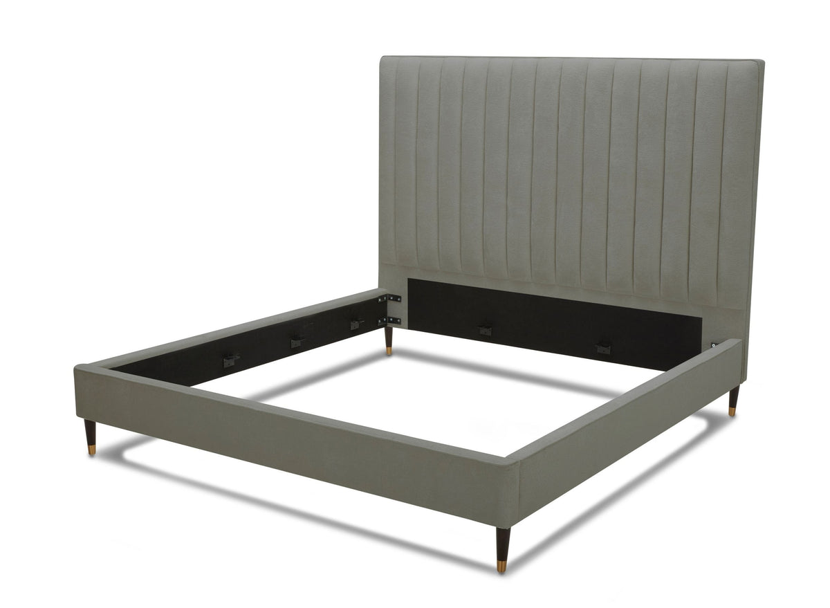 Modrest Hemlock California King Modern Grey Velvet Bed Model VGKKB606X-GRY-BED-CK