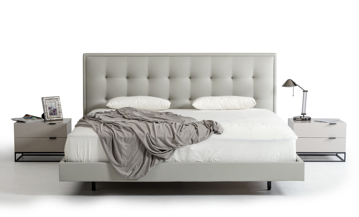 Queen Modrest Hera Modern Grey Leatherette Bed Model VGCNHERA-BED-Q