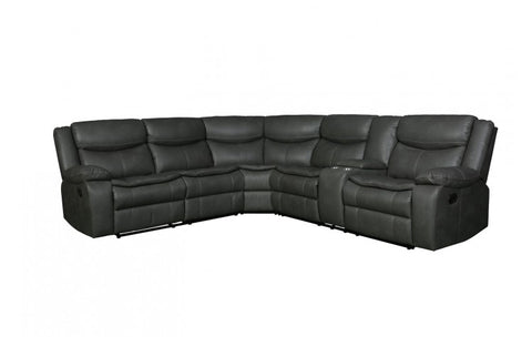 6967 Dark Gray Fabric 3-Piece Sectional with 3 Manual ReclinersModel:  6967-GRAY-SECT