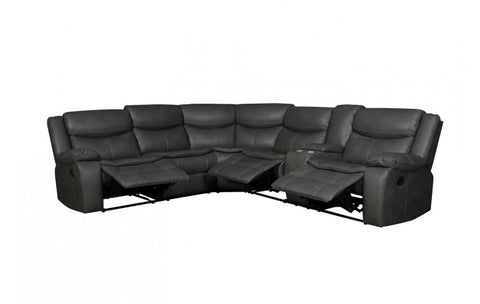 6967 Dark Gray Fabric 3-Piece Sectional with 3 Manual ReclinersModel:  6967-GRAY-SECT