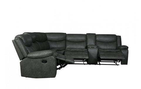 6967 Dark Gray Fabric 3-Piece Sectional with 3 Manual ReclinersModel:  6967-GRAY-SECT