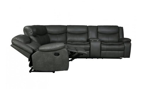 6967 Dark Gray Fabric 3-Piece Sectional with 3 Manual ReclinersModel:  6967-GRAY-SECT