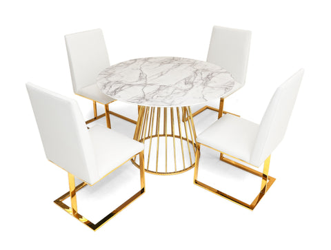 Modrest Frankie Contemporary White & Gold Dining Chair By VIG Furniture