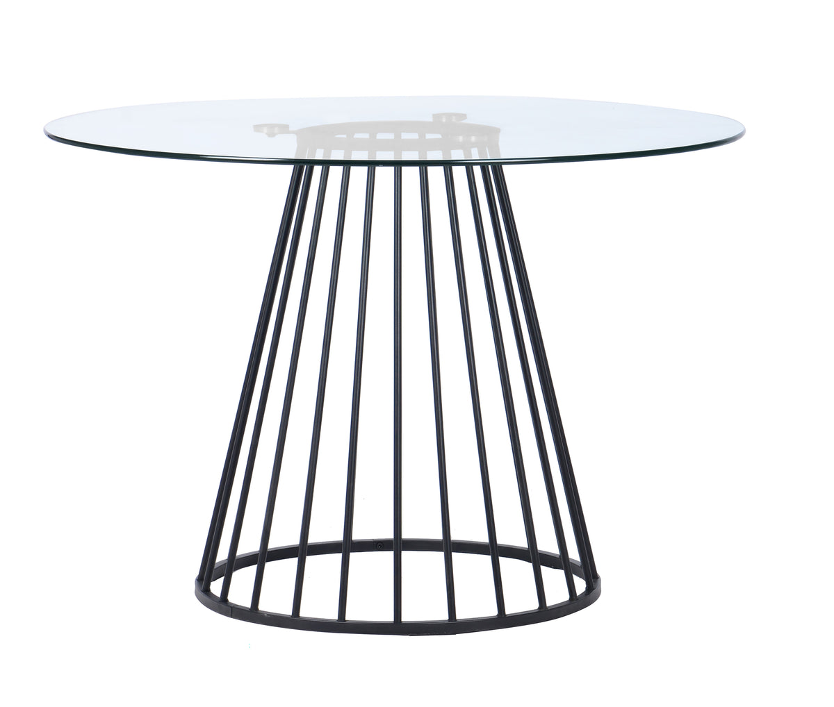 Modrest Holly Modern Round Clear Glass And Black Dining Table Model VGFH-257012-CB-DT