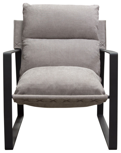 Miller Sling Accent Chair in Grey Fabric Black Powder Coated Metal Frame By Diamond Sofa