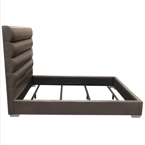Bardot Channel Tufted Eastern King Bed in Elephant Grey Leatherette By Diamond Sofa
