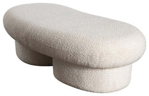 Wave Curved Accent Bench in Ivory Boucle Fabric By Diamond Sofa