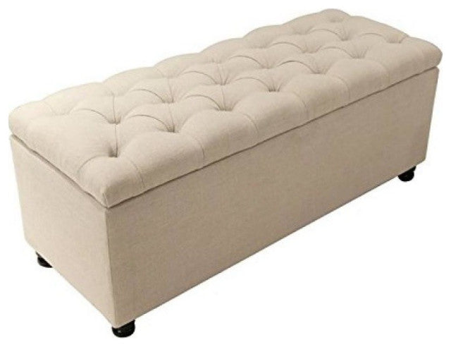 Park Ave Tufted Lift-Top Storage Trunk, Desert Sand Linen By Diamond Sofa