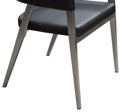 Adele Set of Two Dining or Accent Chairs in Black Leatherette Steel Leg By Diamond Sofa