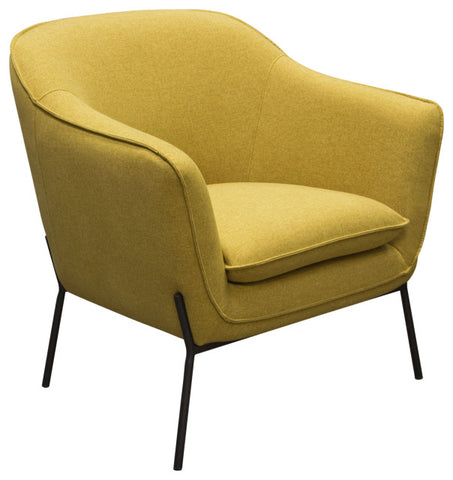 Status Accent Chair in Yellow Fabric with Metal Leg By Diamond Sofa