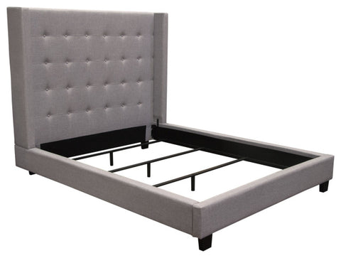 Madison Ave Tufted Wing Eastern King Bed in Light Grey Button Tufted Fabric By Diamond Sofa