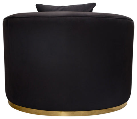 Raven Chair in Black Suede Velvet Brushed Gold Accent Trim By Diamond Sofa