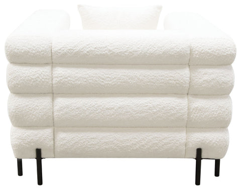 Vox Chair, Faux White Shearling, Black Powder Metal Legs By Diamond Sofa