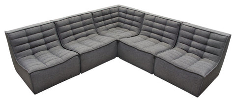 Marshall 5PC Corner Modular Sectional Scooped Seat in Grey Fabric By Diamond Sofa