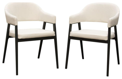 Adele Set of Two Dining/Accent Chairs in Cream Fabric w/ Black Powder Coated By Diamond Sofa
