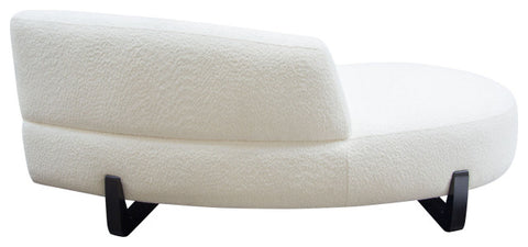 Vesper Curved Armless Left Chaise, Faux White Shearling, Black Wood Leg Base By Diamond Sofa