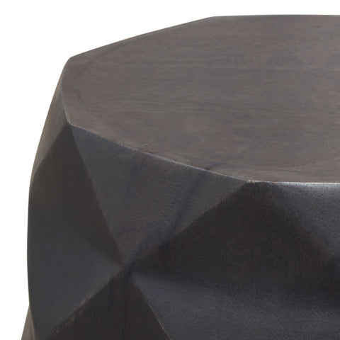 Fig Solid Mango Wood Accent Table, Gray Finish With Geometric Motif By Diamond Sofa