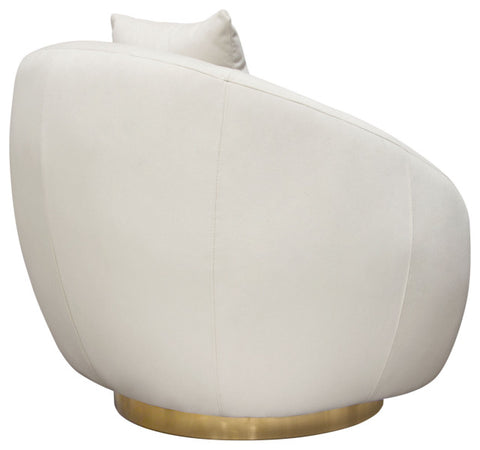 Celine Swivel Accent Chair, Light Cream Velvet With Brushed Gold Accent Band By Diamond Sofa