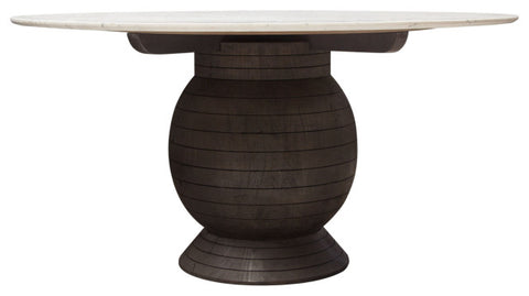 Ashe Round Dining Table Genuine White Marble Top and Solid Acacia Wood By Diamond Sofa