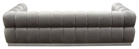 Image Low Profile Sofa in Platinum Grey Velvet Brushed Silver Base By Diamond Sofa