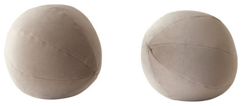 Set of (2) 10" Round Accent Pillows in Mink Tan Velvet By Diamond Sofa
