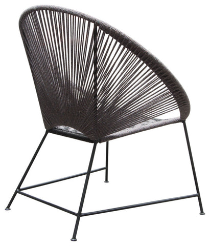 Pablo 2-Pack Accent Chairs in Black/Grey Rope w/ Black Metal Frame By Diamond Sofa