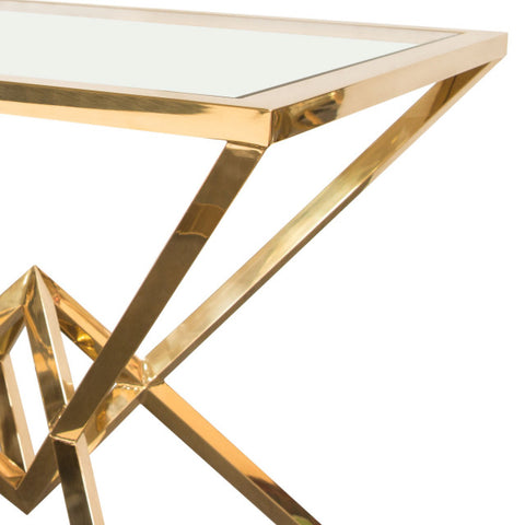 Aria Square End Table With Metal Base, Gold By Diamond Sofa