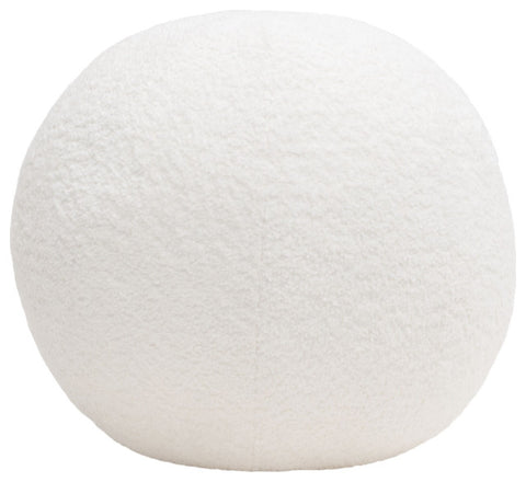 Single 14" Round Accent Pillow Ball in White Faux Shearling By Diamond Sofa