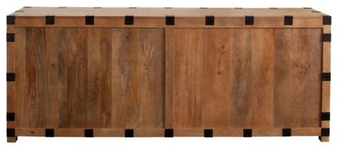 Oxford Solid Mango Wood 4-Door Sideboard in Oak Finish By Diamond Sofa