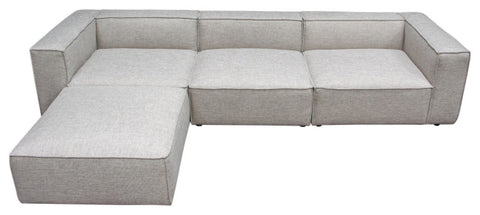Vice 4PC Modular Sectional in Barley Fabric with Ottoman By Diamond Sofa
