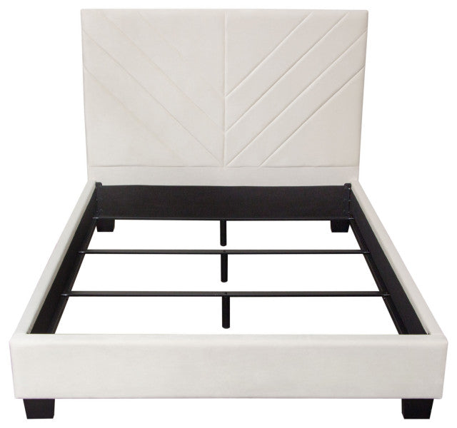 Vogue Eastern King Bed With 54" Headboard, Light Cream Velvet By Diamond Sofa