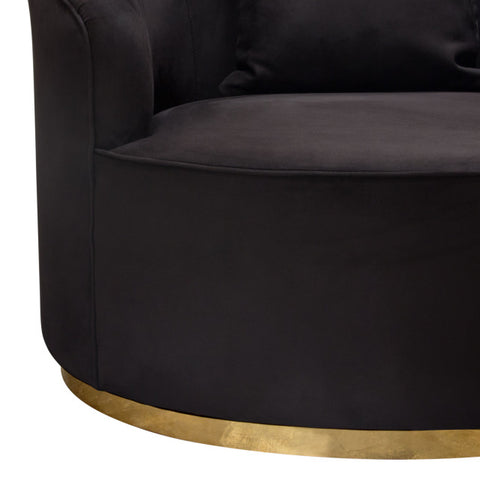 Raven Chair in Black Suede Velvet Brushed Gold Accent Trim By Diamond Sofa