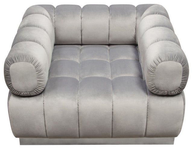 Image Low Profile Chair, Platinum Gray Velvet With Brushed Silver Base By Diamond Sofa