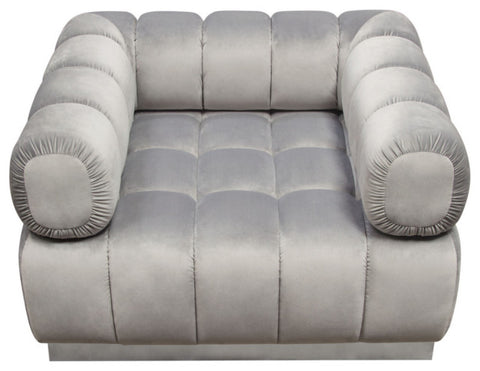 Image Low Profile Chair, Platinum Gray Velvet With Brushed Silver Base By Diamond Sofa
