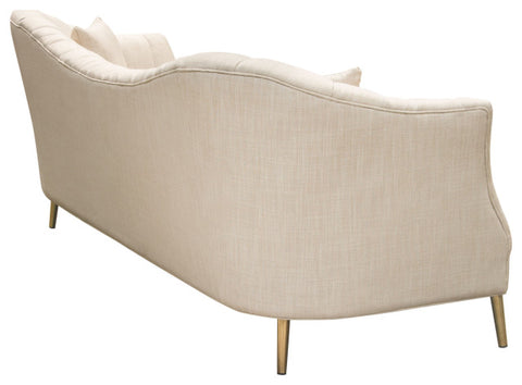 Ava Sofa in Sand Linen Fabric Gold Leg By Diamond Sofa