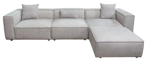 Vice 4PC Modular Sectional, Barley Fabric With Ottoman By Diamond Sofa