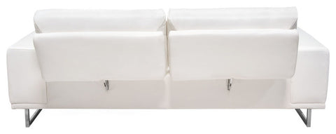 Russo Sofa With Adjustable Seat Backs, White Air Leather By Diamond Sofa