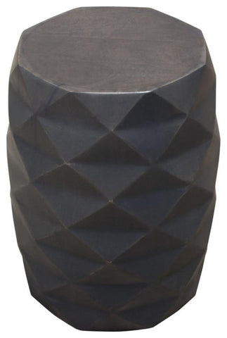 Fig Solid Mango Wood Accent Table in Grey Finish w/ Geometric Motif By Diamond Sofa