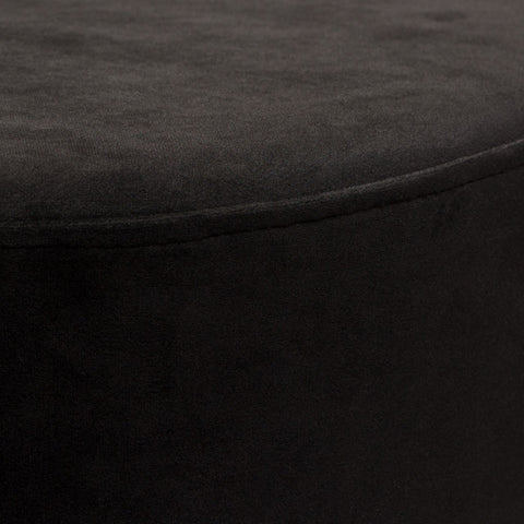 Round Accent Ottoman, Black Velvet, Gold Metal Band Accent By Diamond Sofa