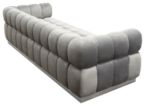 Image Low Profile Sofa in Platinum Grey Velvet Brushed Silver Base By Diamond Sofa