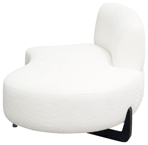 Vesper Curved Armless Right Chaise, Faux White Shearling, Black Wood Leg Base By Diamond Sofa