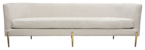 Lane Sofa in Light Cream Fabric with Gold Metal Legs By Diamond Sofa