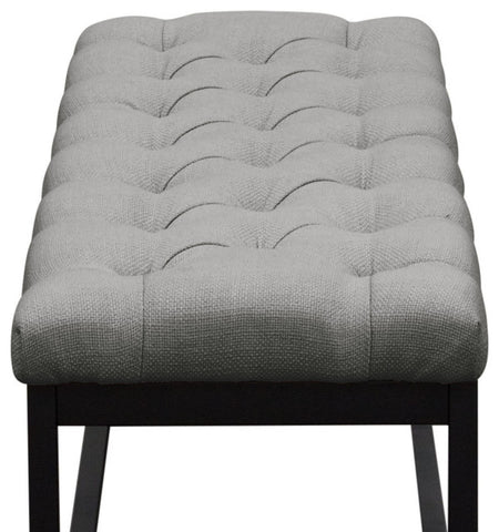 Mateo Black Powder Coat Metal Small Linen Tufted Bench - Grey By Diamond Sofa